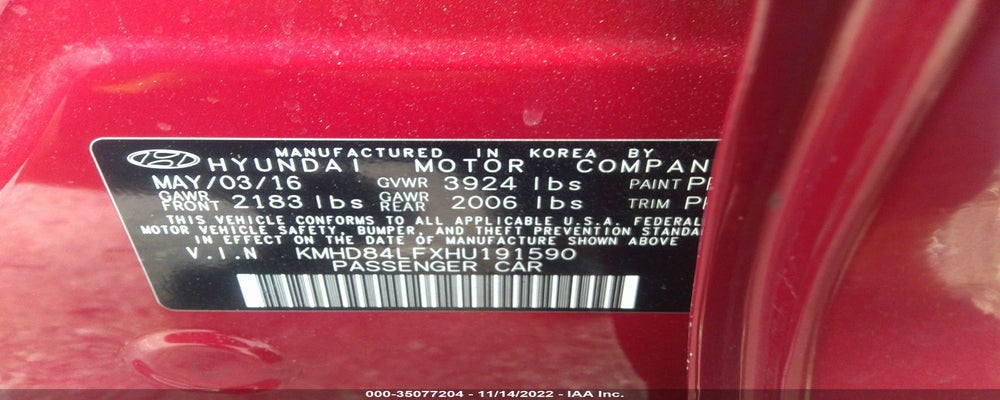 KMHD84LFXHU191590 2017 HYUNDAI ELANTRA photo no. 9