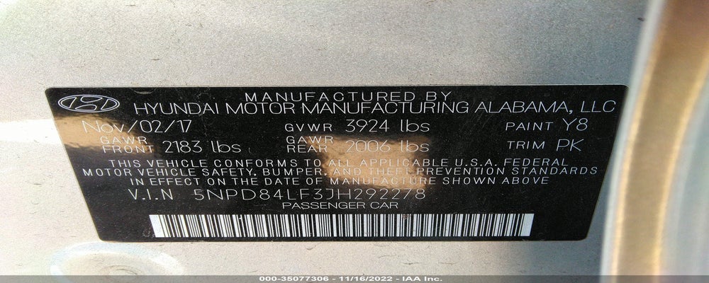 5NPD84LF3JH292278 2018 HYUNDAI ELANTRA photo no. 9