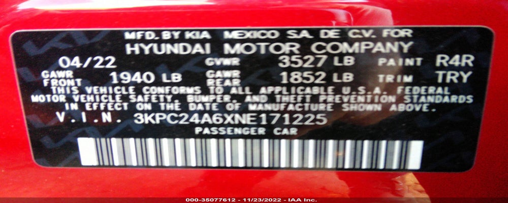 3KPC24A6XNE171225 2022 HYUNDAI ACCENT photo no. 9