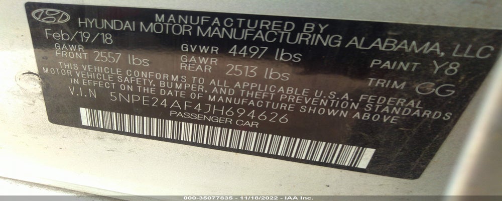 5NPE24AF4JH694626 2018 HYUNDAI SONATA photo no. 9