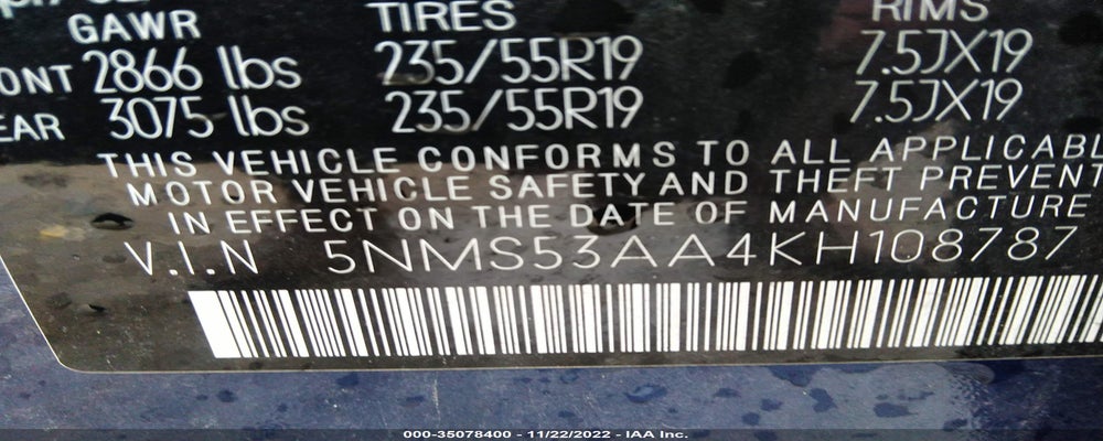 5NMS53AA4KH108787 2019 HYUNDAI SANTA FE photo no. 9