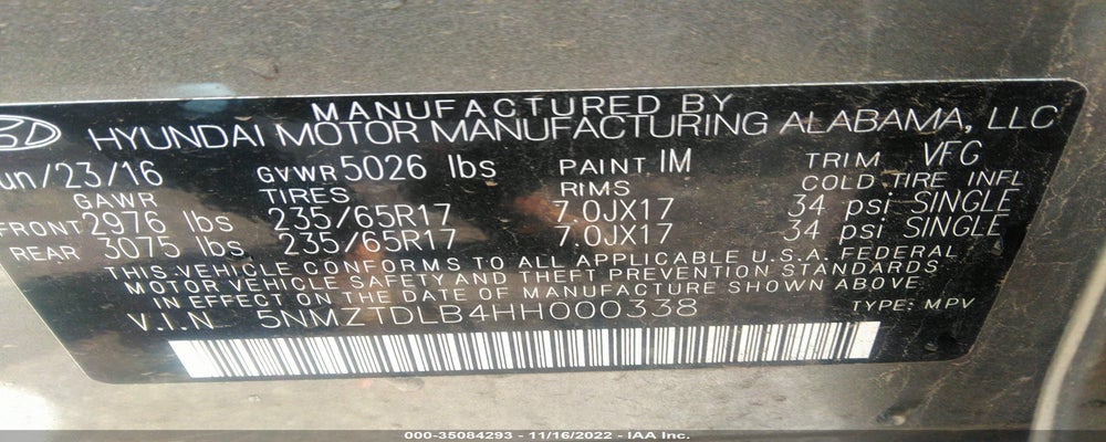5NMZTDLB4HH000338 2017 HYUNDAI SANTA FE SPORT photo no. 9