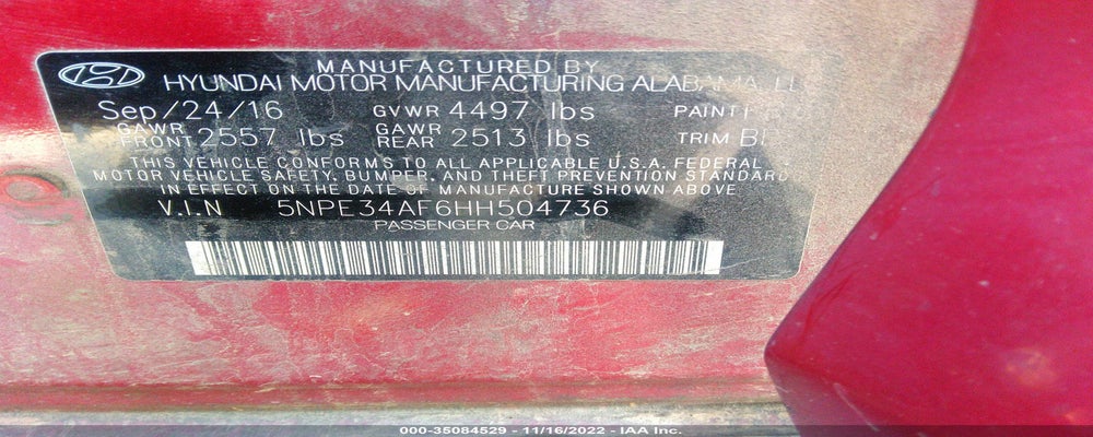 5NPE34AF6HH504736 2017 HYUNDAI SONATA photo no. 9