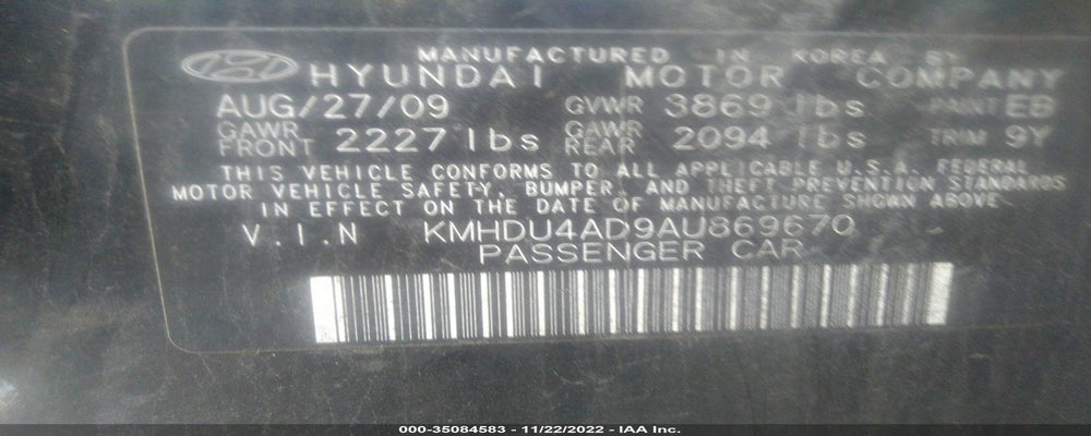 KMHDU4AD9AU869670 2010 HYUNDAI ELANTRA photo no. 9
