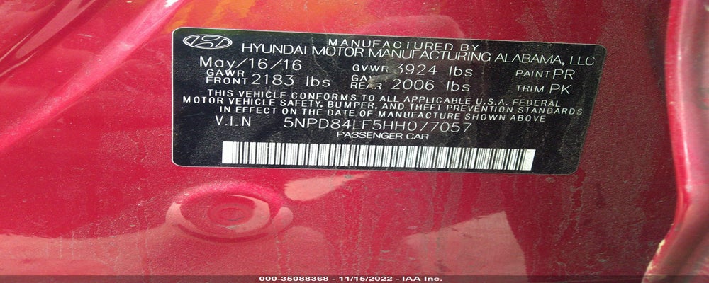 5NPD84LF5HH077057 2017 HYUNDAI ELANTRA photo no. 9