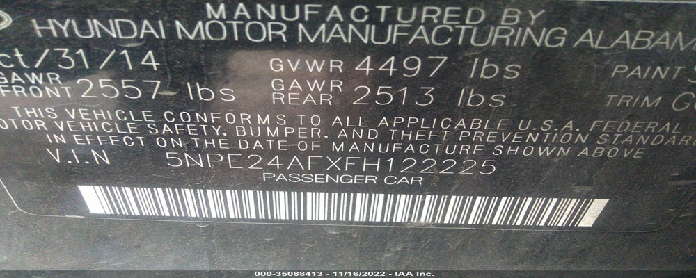 5NPE24AFXFH122225 2015 HYUNDAI SONATA photo no. 9