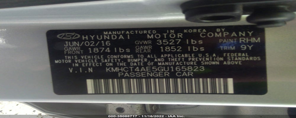 KMHCT4AE5GU165823 2016 HYUNDAI ACCENT photo no. 9