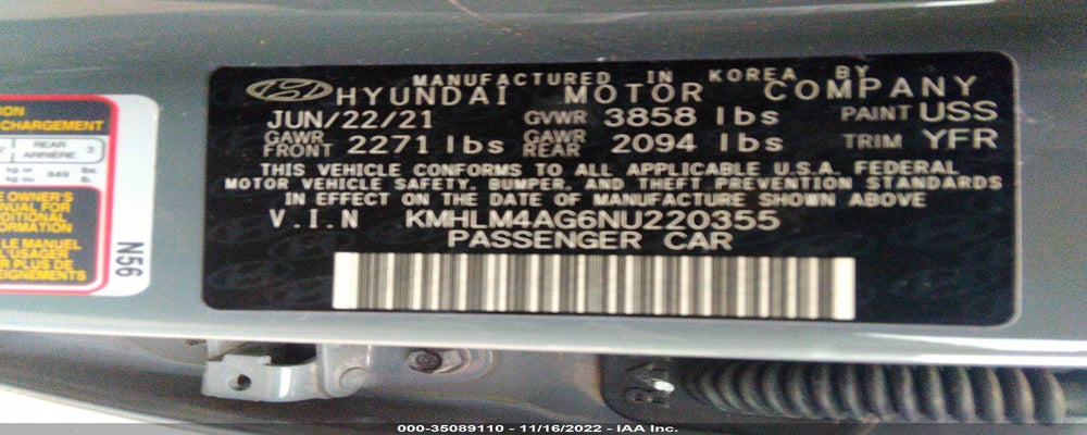KMHLM4AG6NU220355 2022 HYUNDAI ELANTRA photo no. 9