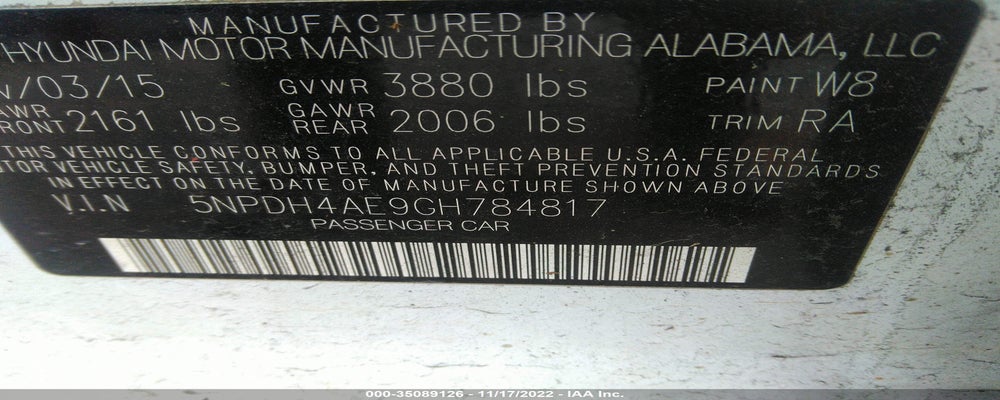 5NPDH4AE9GH784817 2016 HYUNDAI ELANTRA photo no. 9