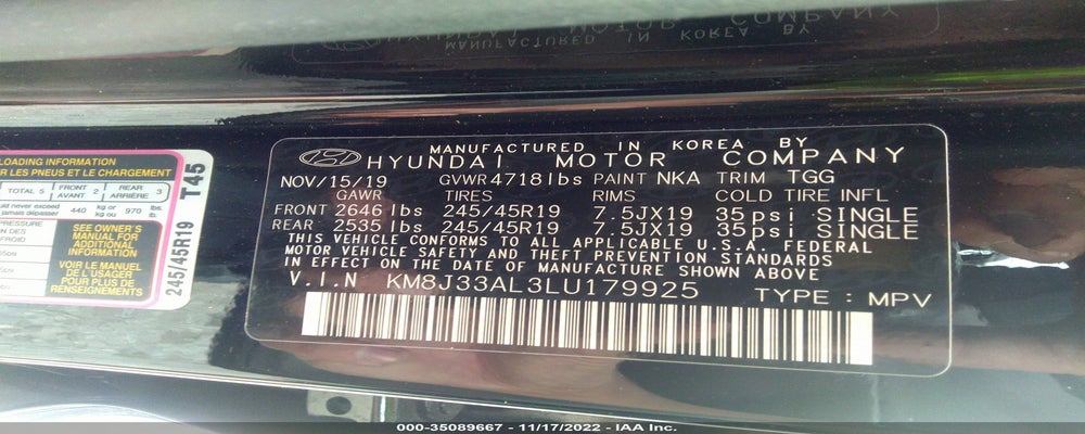 KM8J33AL3LU179925 2020 HYUNDAI TUCSON photo no. 9
