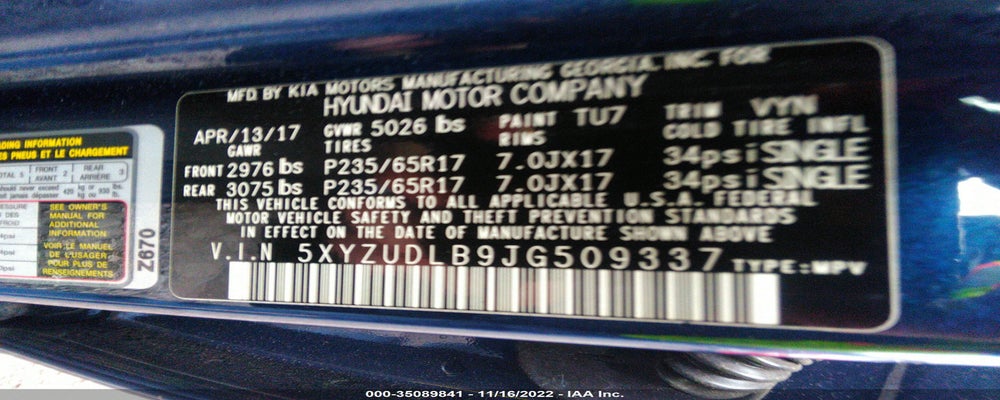 5XYZUDLB9JG509337 2018 HYUNDAI SANTA FE SPORT photo no. 9