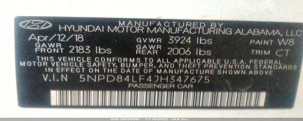 5NPD84LF4JH347675 2018 HYUNDAI ELANTRA photo no. 9