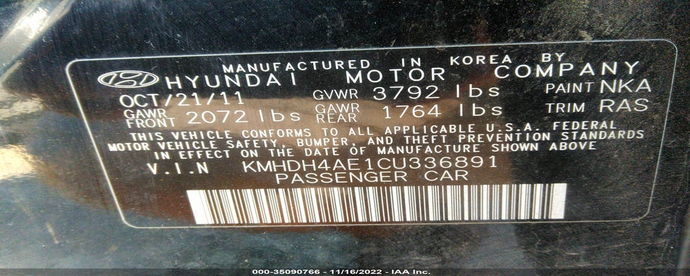 KMHDH4AE1CU336891 2012 HYUNDAI ELANTRA photo no. 9
