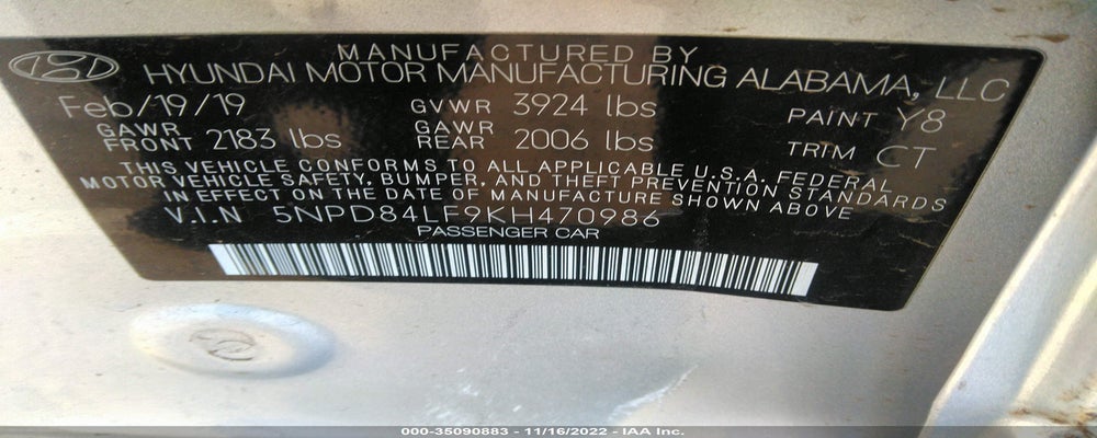 5NPD84LF9KH470986 2019 HYUNDAI ELANTRA photo no. 9