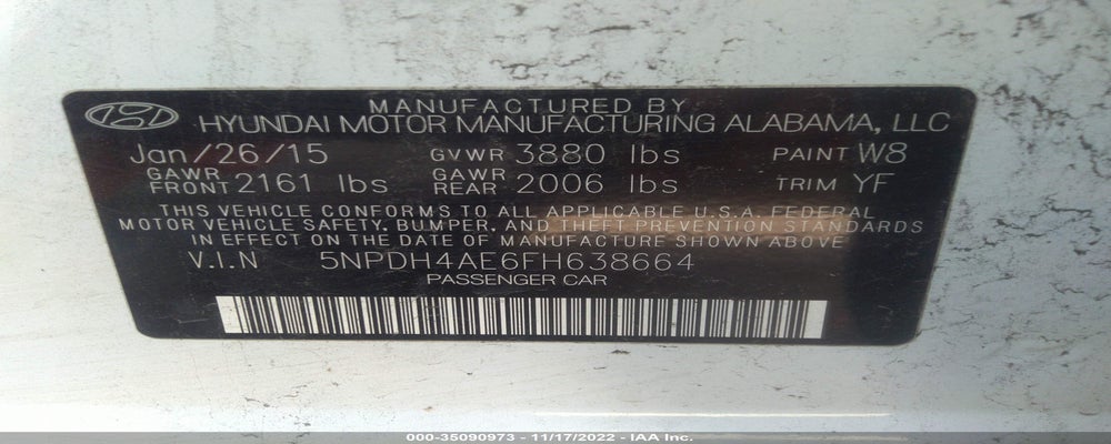 5NPDH4AE6FH638664 2015 HYUNDAI ELANTRA photo no. 9