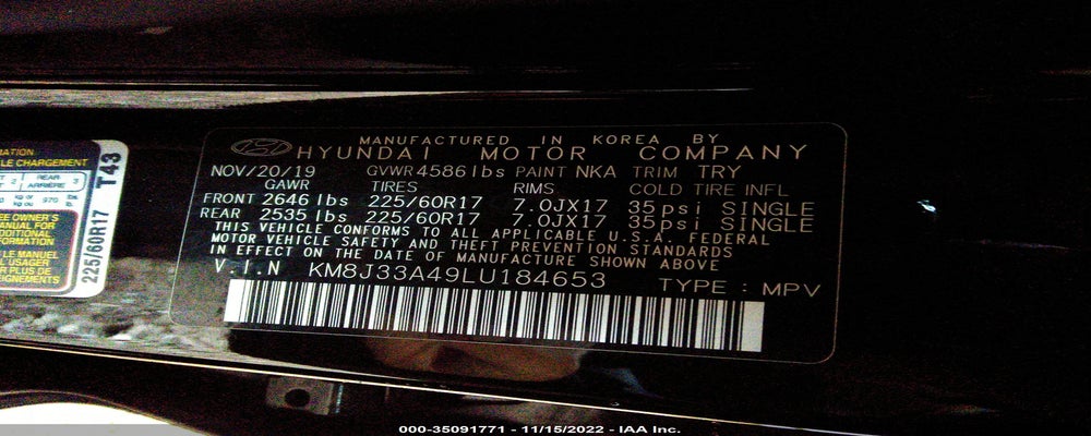 KM8J33A49LU184653 2020 HYUNDAI TUCSON photo no. 9