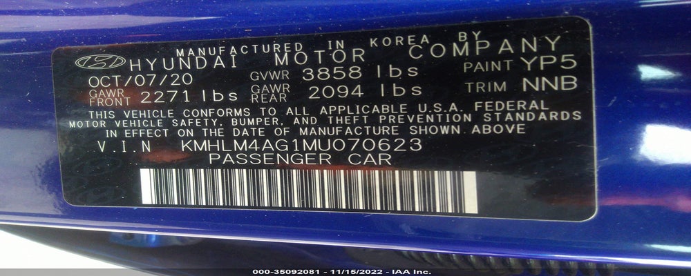 KMHLM4AG1MU070623 2021 HYUNDAI ELANTRA photo no. 9