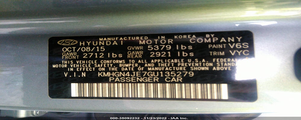 KMHGN4JE7GU135279 2016 HYUNDAI GENESIS photo no. 9