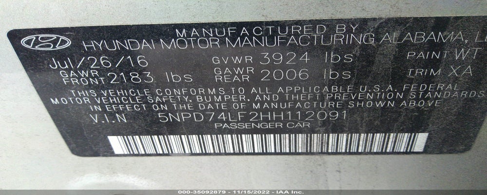 5NPD74LF2HH112091 2017 HYUNDAI ELANTRA photo no. 9
