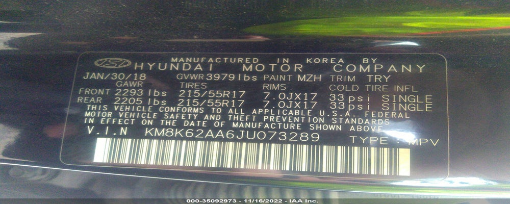 KM8K62AA6JU073289 2018 HYUNDAI KONA photo no. 9