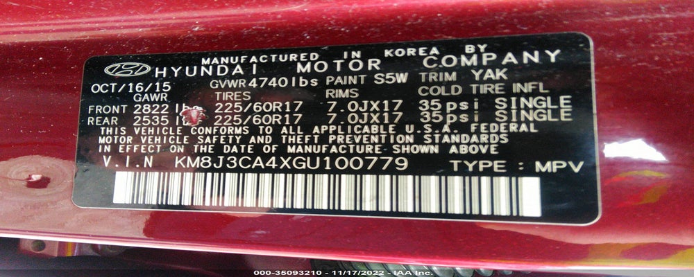 KM8J3CA4XGU100779 2016 HYUNDAI TUCSON photo no. 9