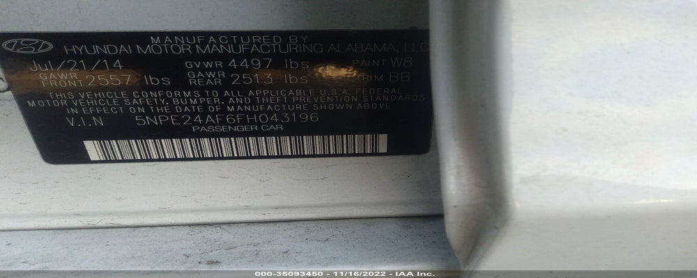 5NPE24AF6FH043196 2015 HYUNDAI SONATA photo no. 9