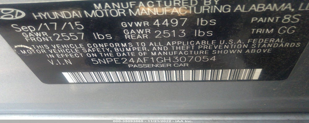 5NPE24AF1GH307054 2016 HYUNDAI SONATA photo no. 9