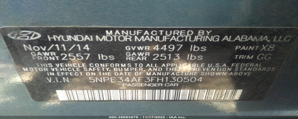 5NPE34AF3FH130504 2015 HYUNDAI SONATA photo no. 9