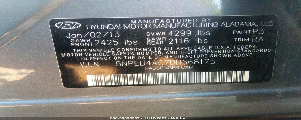 5NPEB4AC7DH668175 2013 HYUNDAI SONATA photo no. 9