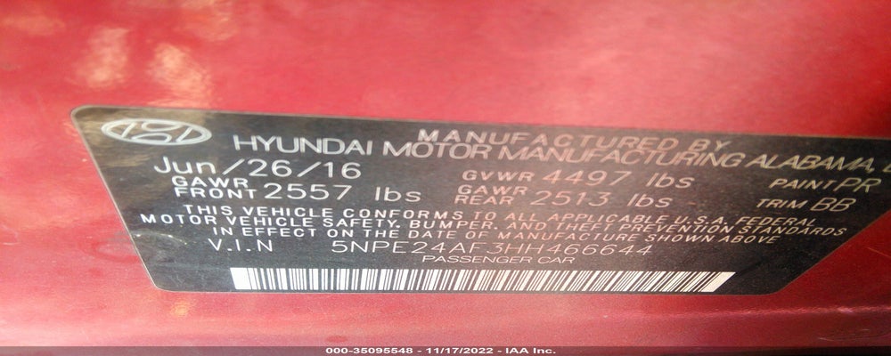 5NPE24AF3HH466644 2017 HYUNDAI SONATA photo no. 9