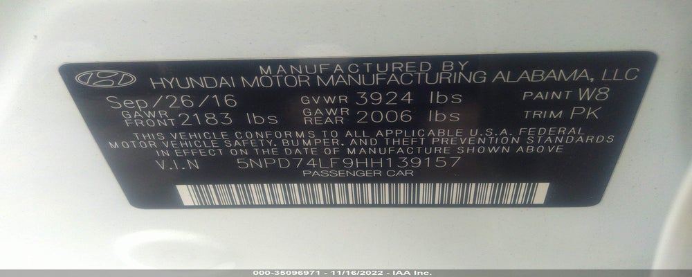 5NPD74LF9HH139157 2017 HYUNDAI ELANTRA photo no. 9