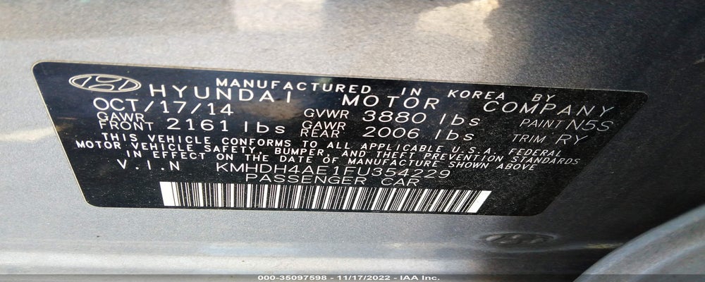 KMHDH4AE1FU354229 2015 HYUNDAI ELANTRA photo no. 9