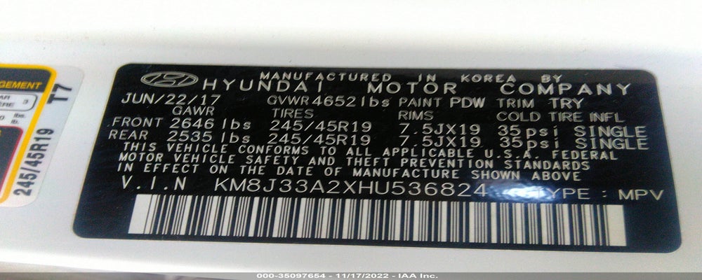 KM8J33A2XHU536824 2017 HYUNDAI TUCSON photo no. 9