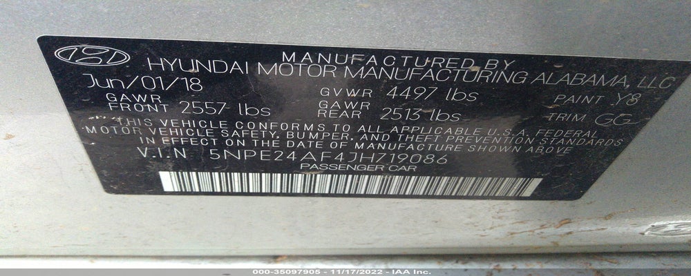 5NPE24AF4JH719086 2018 HYUNDAI SONATA photo no. 9
