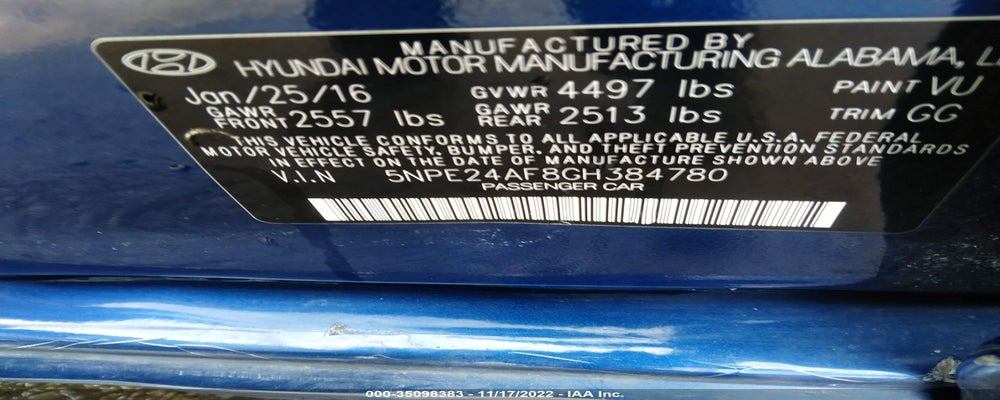5NPE24AF8GH384780 2016 HYUNDAI SONATA photo no. 9