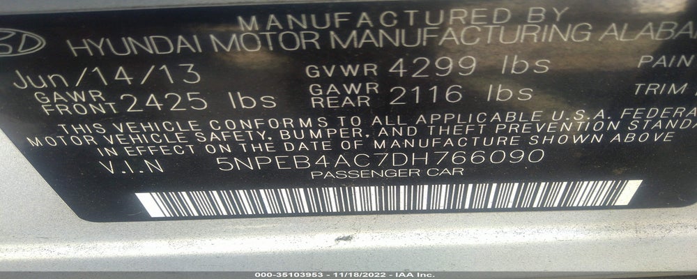 5NPEB4AC7DH766090 2013 HYUNDAI SONATA photo no. 9