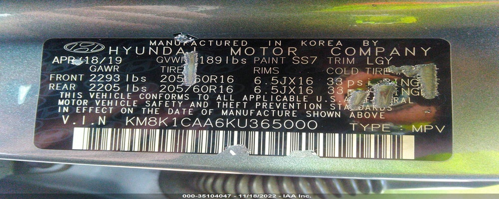 KM8K1CAA6KU365000 2019 HYUNDAI KONA photo no. 9