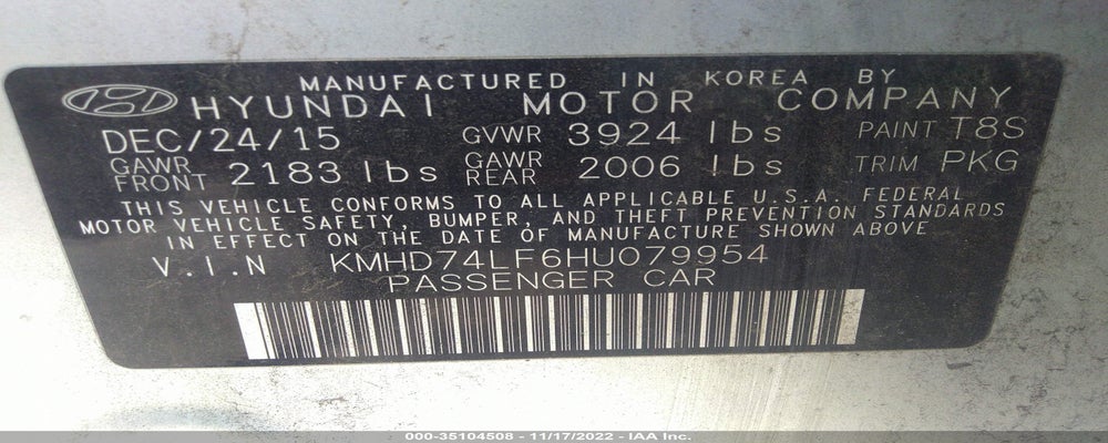 KMHD74LF6HU079954 2017 HYUNDAI ELANTRA photo no. 9