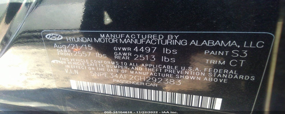 5NPE34AF2GH292383 2016 HYUNDAI SONATA photo no. 9