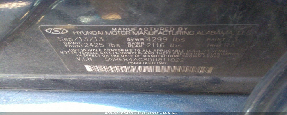 5NPEB4AC8DH811022 2013 HYUNDAI SONATA photo no. 9