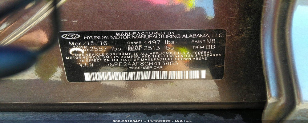 5NPE24AF8GH413985 2016 HYUNDAI SONATA photo no. 9