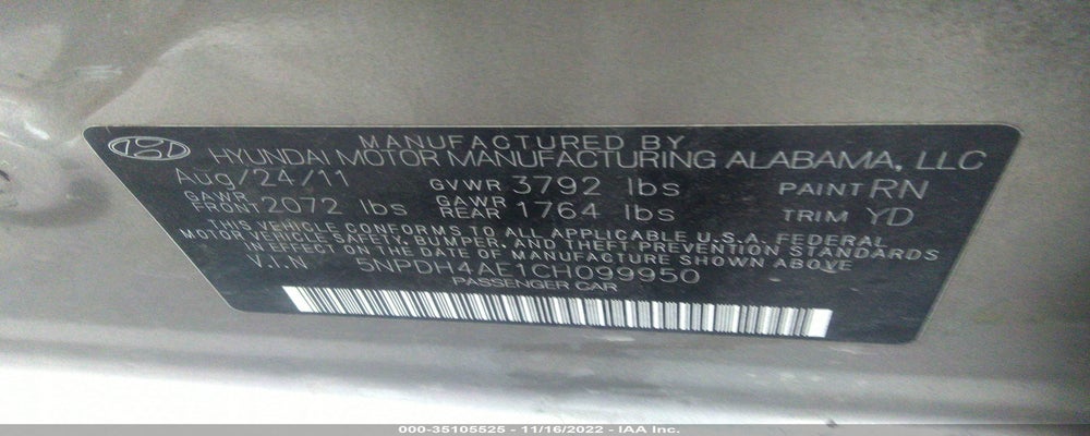 5NPDH4AE1CH099950 2012 HYUNDAI ELANTRA photo no. 9