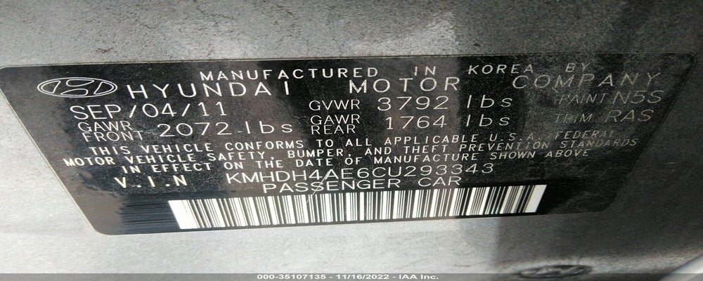 KMHDH4AE6CU293343 2012 HYUNDAI ELANTRA photo no. 9