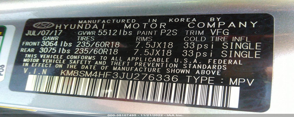 KM8SM4HF3JU276336 2018 HYUNDAI SANTA FE photo no. 9