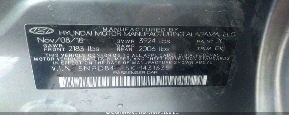 5NPD84LF5KH431635 2019 HYUNDAI ELANTRA photo no. 9