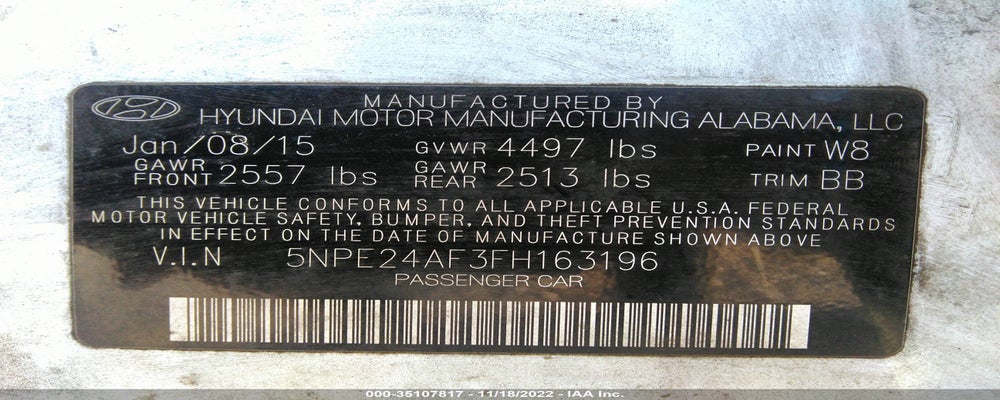 5NPE24AF3FH163196 2015 HYUNDAI SONATA photo no. 9