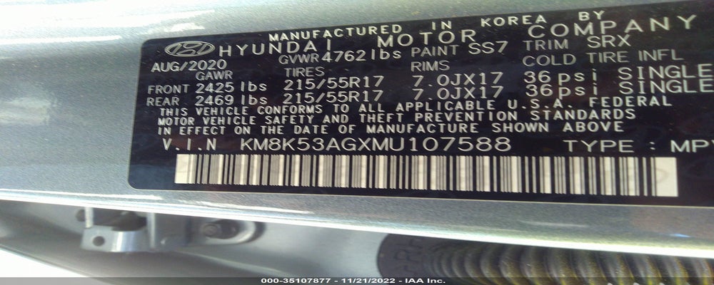 KM8K53AGXMU107588 2021 HYUNDAI KONA EV photo no. 9