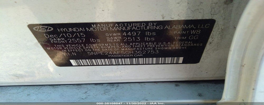 5NPE24AF5GH362753 2016 HYUNDAI SONATA photo no. 9