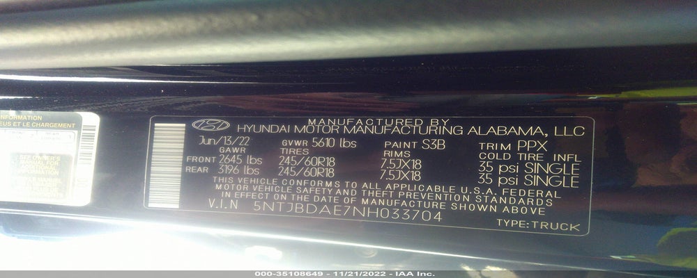5NTJBDAE7NH033704 2022 HYUNDAI SANTA CRUZ photo no. 9