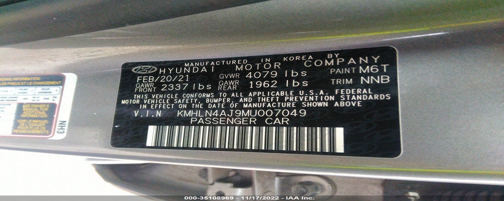 KMHLN4AJ9MU007049 2021 HYUNDAI ELANTRA HYBRID photo no. 9